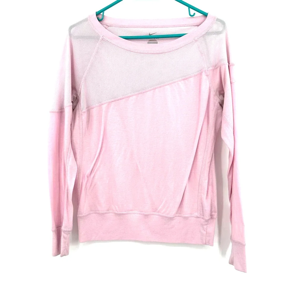 Nike‎ Dri-Fit size Small pink pullover sweatshirt lightweight mesh upper